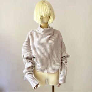 Petra Petrov Cream Cowl Neck Ribbed Sweater